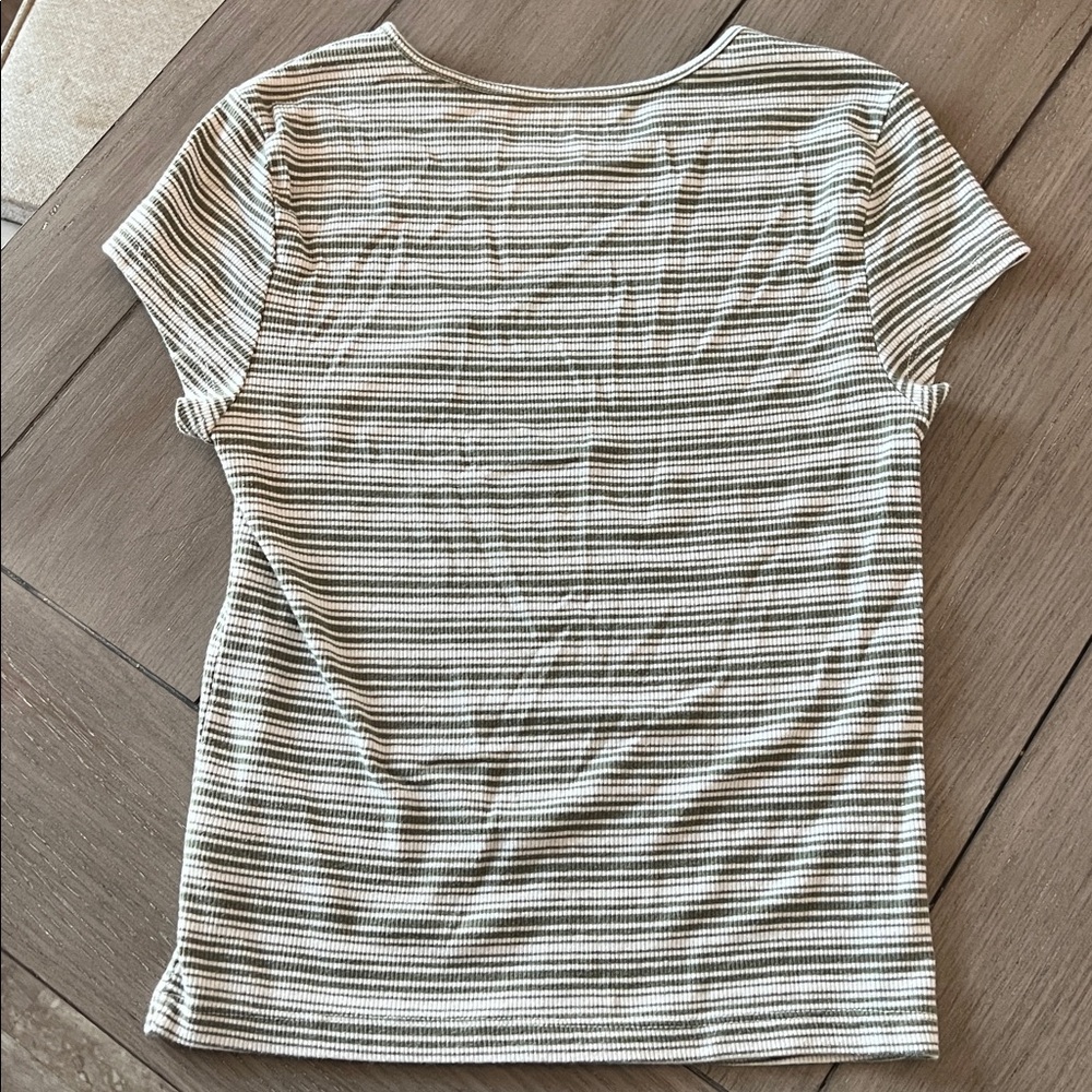 American Eagle Green & White Slim fit Ribbed Shirt - Size S - Picture 3 of 4